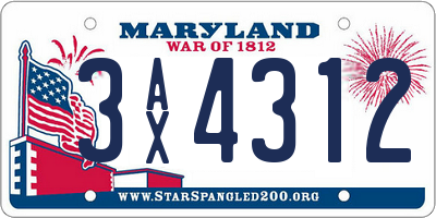 MD license plate 3AX4312