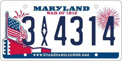 MD license plate 3AX4314
