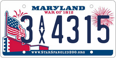 MD license plate 3AX4315