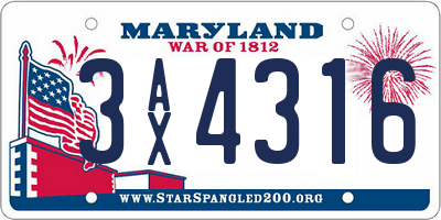 MD license plate 3AX4316