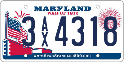MD license plate 3AX4318