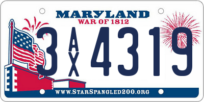 MD license plate 3AX4319