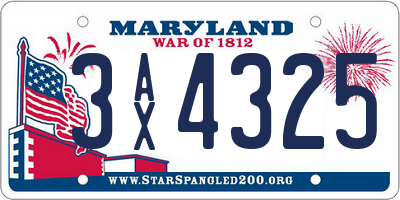 MD license plate 3AX4325
