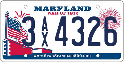 MD license plate 3AX4326