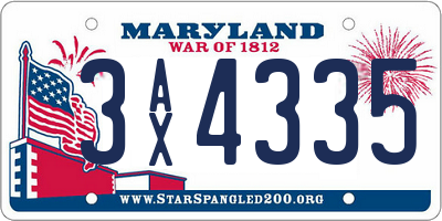 MD license plate 3AX4335