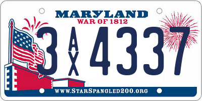 MD license plate 3AX4337