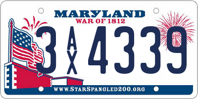 MD license plate 3AX4339