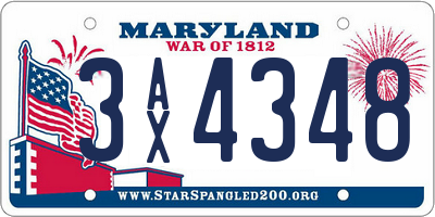 MD license plate 3AX4348