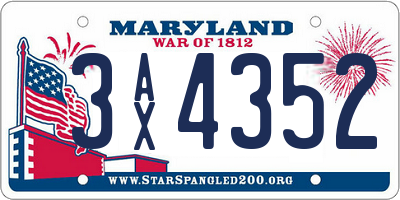 MD license plate 3AX4352