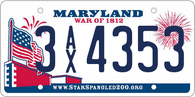 MD license plate 3AX4353