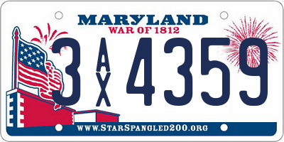 MD license plate 3AX4359