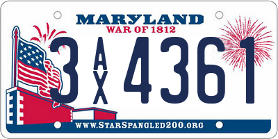 MD license plate 3AX4361