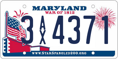 MD license plate 3AX4371