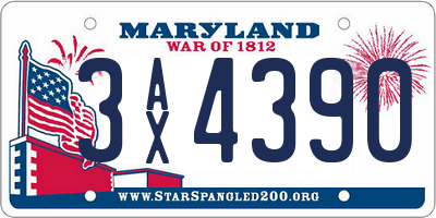 MD license plate 3AX4390
