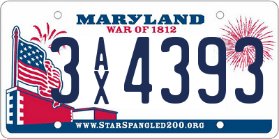 MD license plate 3AX4393