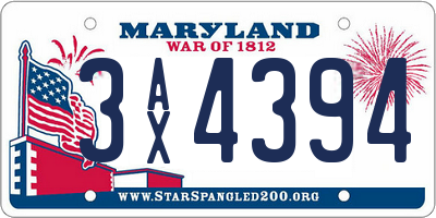 MD license plate 3AX4394