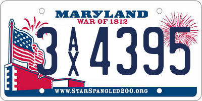 MD license plate 3AX4395