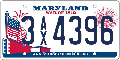 MD license plate 3AX4396