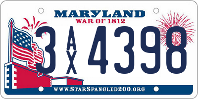 MD license plate 3AX4398