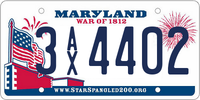 MD license plate 3AX4402