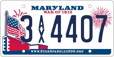 MD license plate 3AX4407