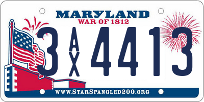 MD license plate 3AX4413