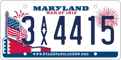 MD license plate 3AX4415