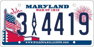 MD license plate 3AX4419