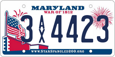 MD license plate 3AX4423