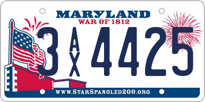 MD license plate 3AX4425