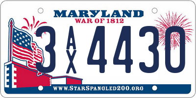 MD license plate 3AX4430