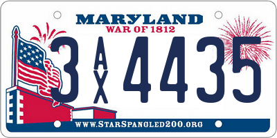 MD license plate 3AX4435