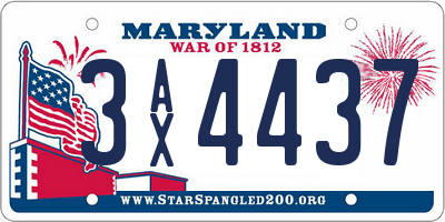 MD license plate 3AX4437