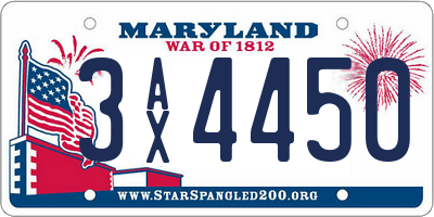 MD license plate 3AX4450