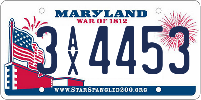 MD license plate 3AX4453