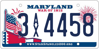 MD license plate 3AX4458