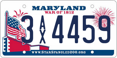 MD license plate 3AX4459