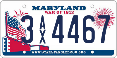 MD license plate 3AX4467