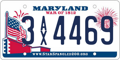 MD license plate 3AX4469