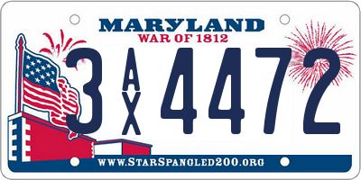 MD license plate 3AX4472