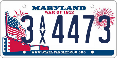 MD license plate 3AX4473