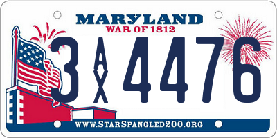 MD license plate 3AX4476