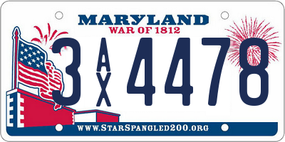 MD license plate 3AX4478