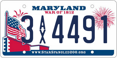 MD license plate 3AX4491