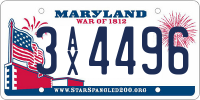 MD license plate 3AX4496