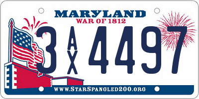 MD license plate 3AX4497