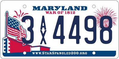 MD license plate 3AX4498