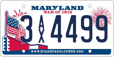 MD license plate 3AX4499
