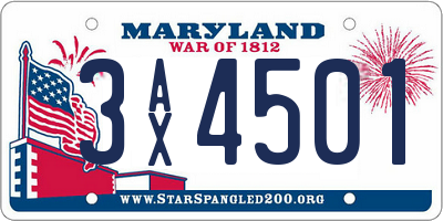 MD license plate 3AX4501