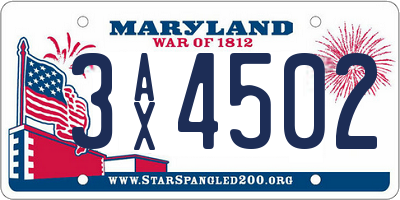 MD license plate 3AX4502